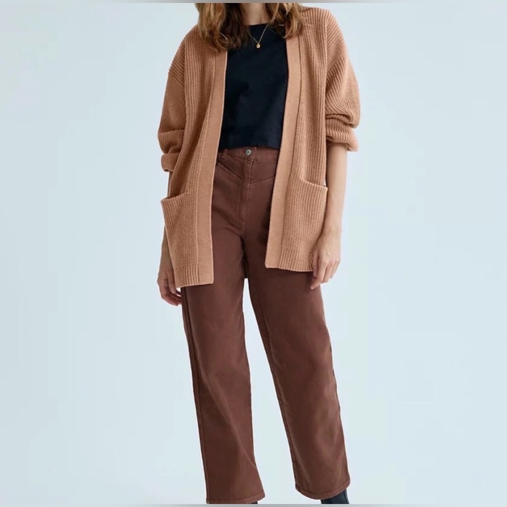New Aritzia Wilfred Free Unwind Brown Cardigan Merino Wool Size XS